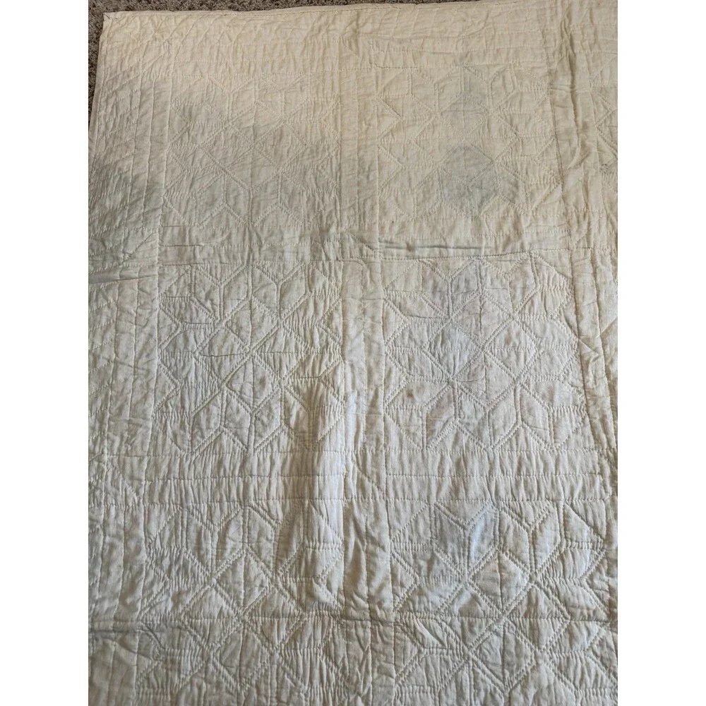 Vintage Handcrafted Patchwork Star Quilt Calico Cottagecore Folk Art 69